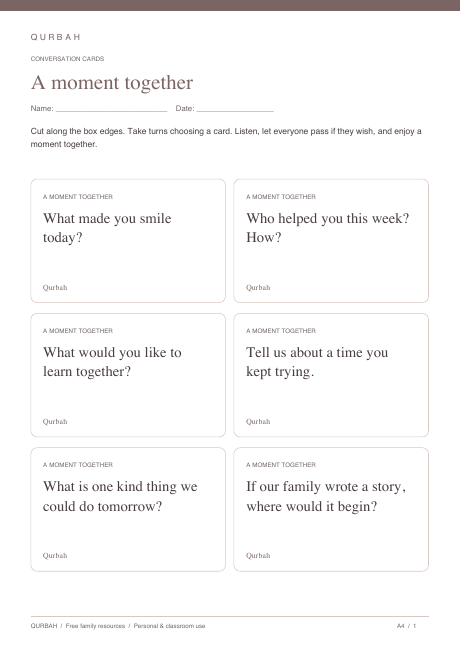 A moment together printable preview