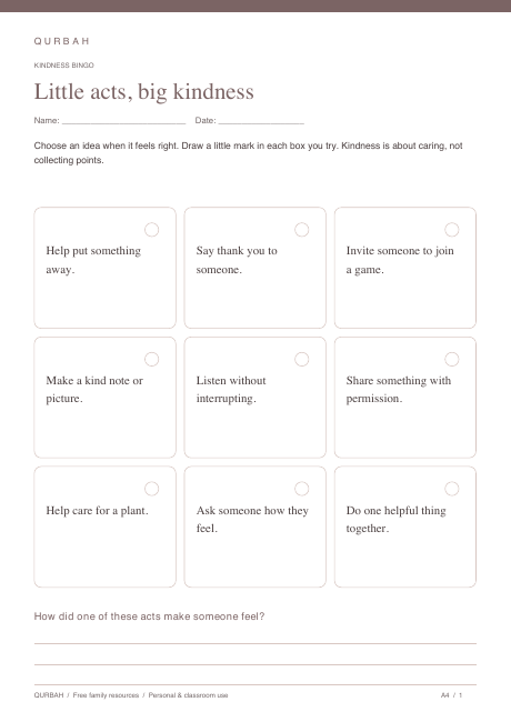 Little acts, big kindness printable preview