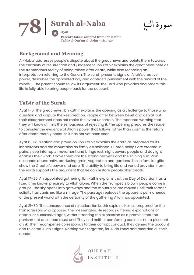 Surah al-Naba: full parent tafsir page